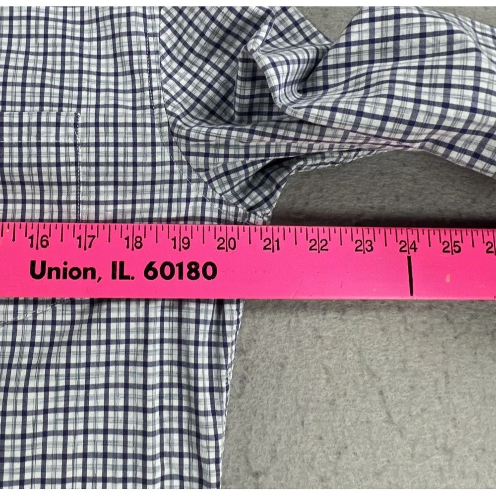 Banana Republic Navy Blue & Green Check Grant Fit Button Down Shirt Mens Medium